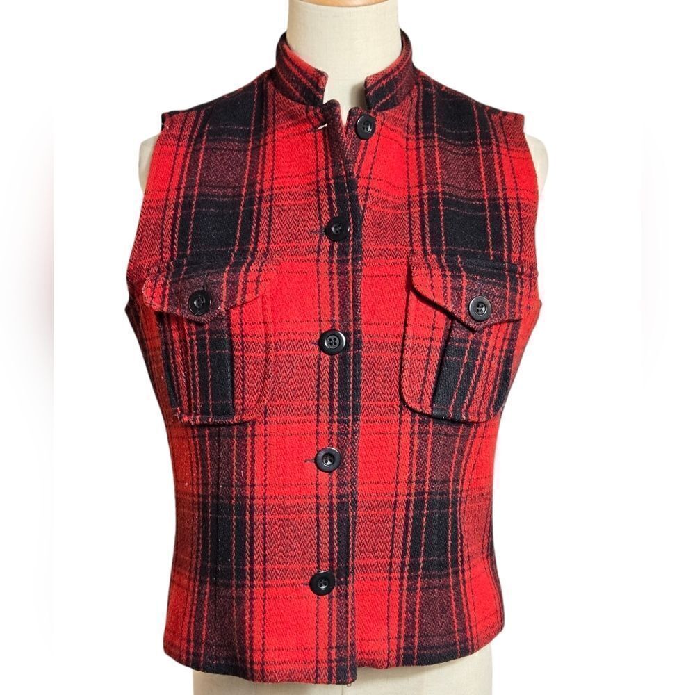 Breeches Vintage Red Plaid Wool Blend Vest